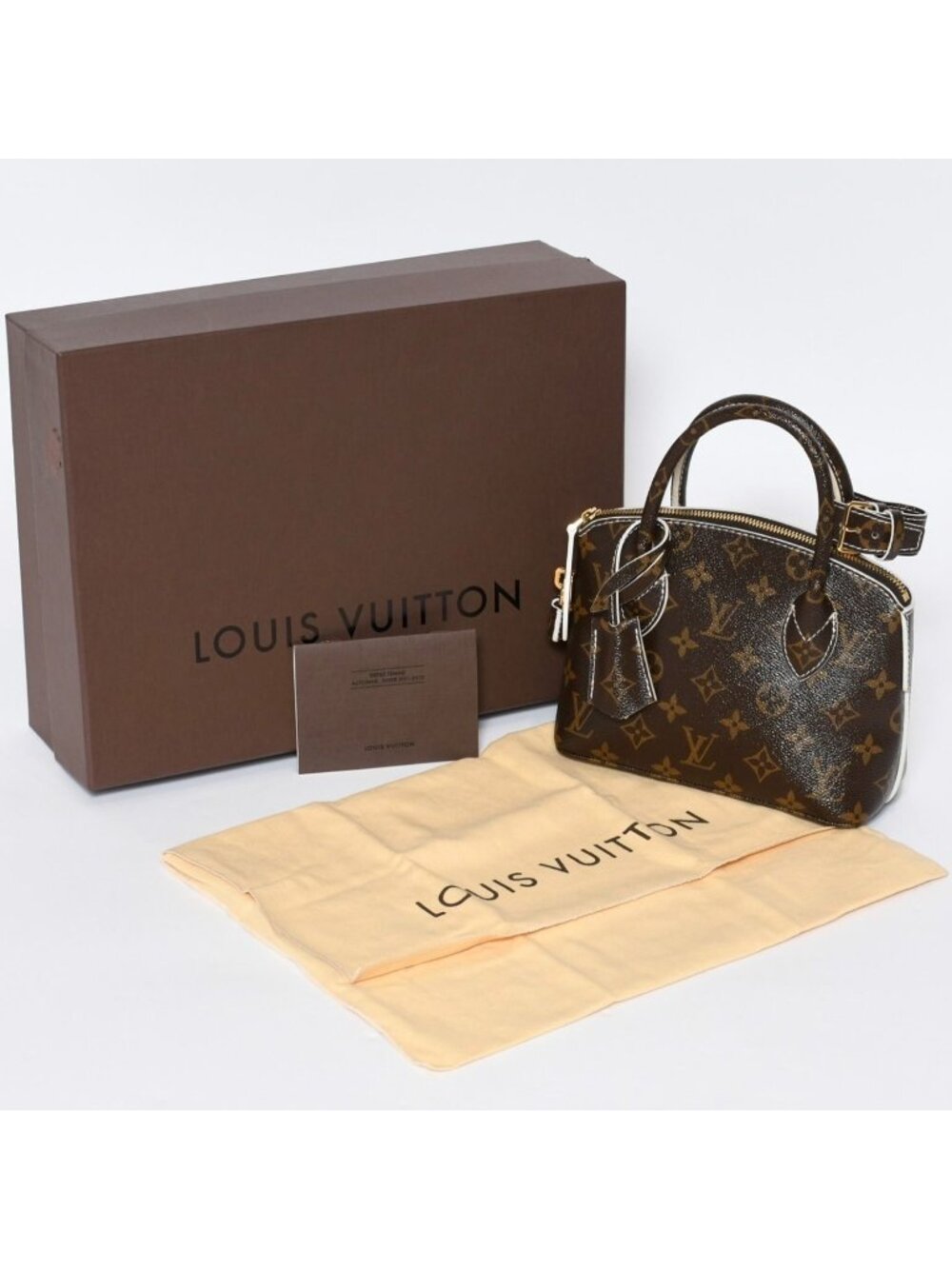Louis Vuitton Shiny Monogram Lockit BB Handbag Brown Leather Gold